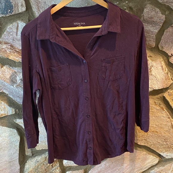 Merona Tops - Dark Purple 3/4 Sleeve Button Up / Button Down